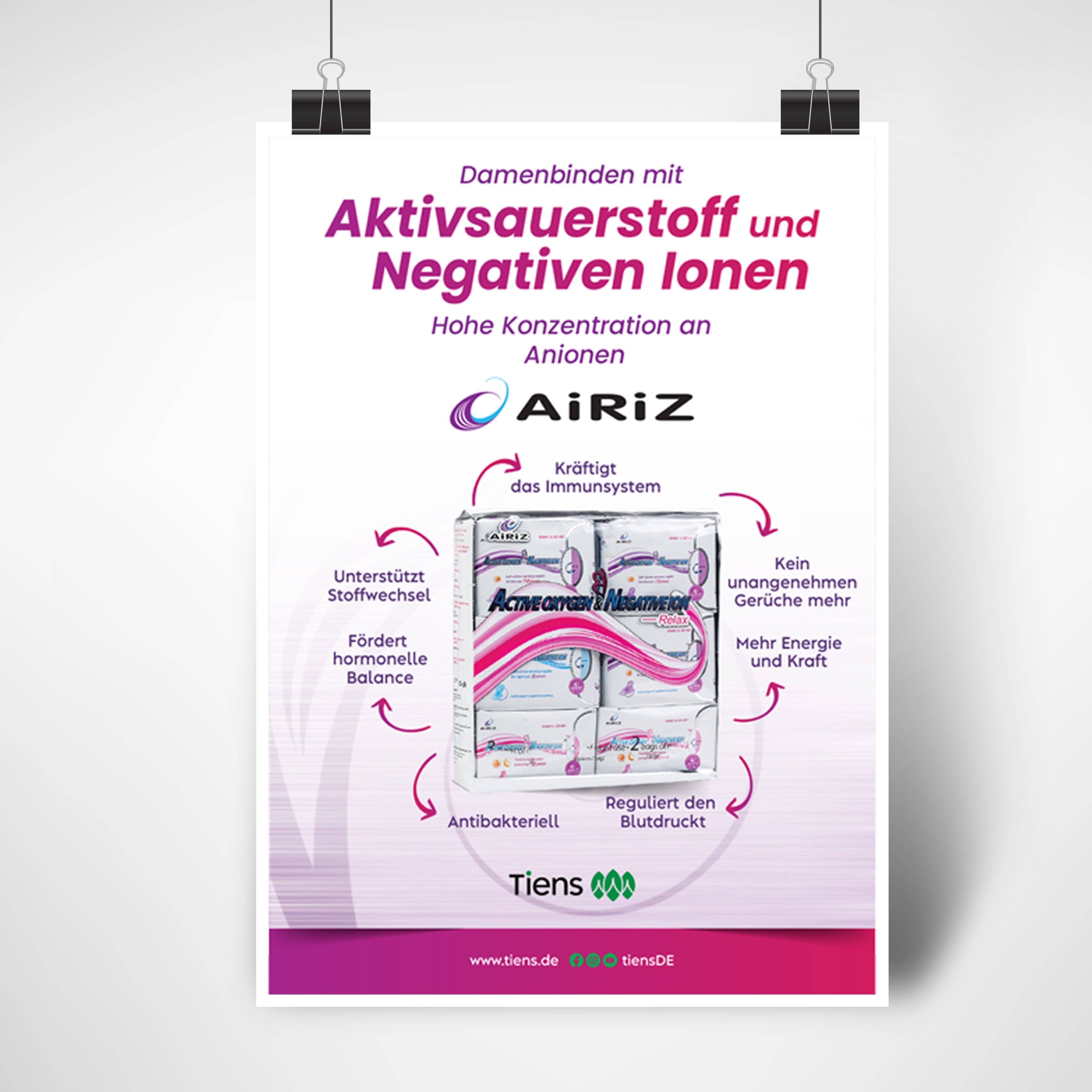 Airiz Damenbinden- Flyer DIN A3 (29,7 cm x 42,0 cm), einseitig bedruckt - gewofit