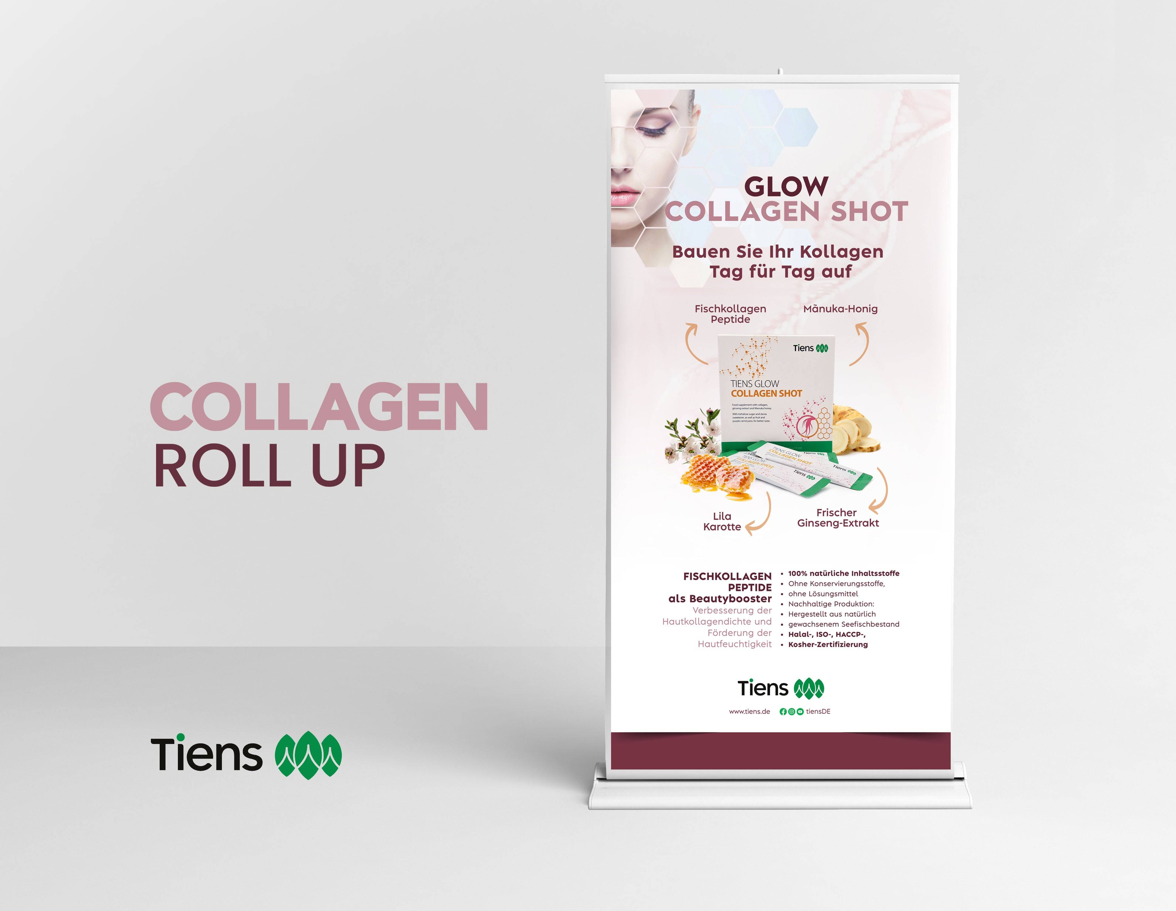 Collagen Shot- Premium Roll-Up Bannerdisplay 100 cm x 200 cm, inklusive Druck und Versand - gewofit