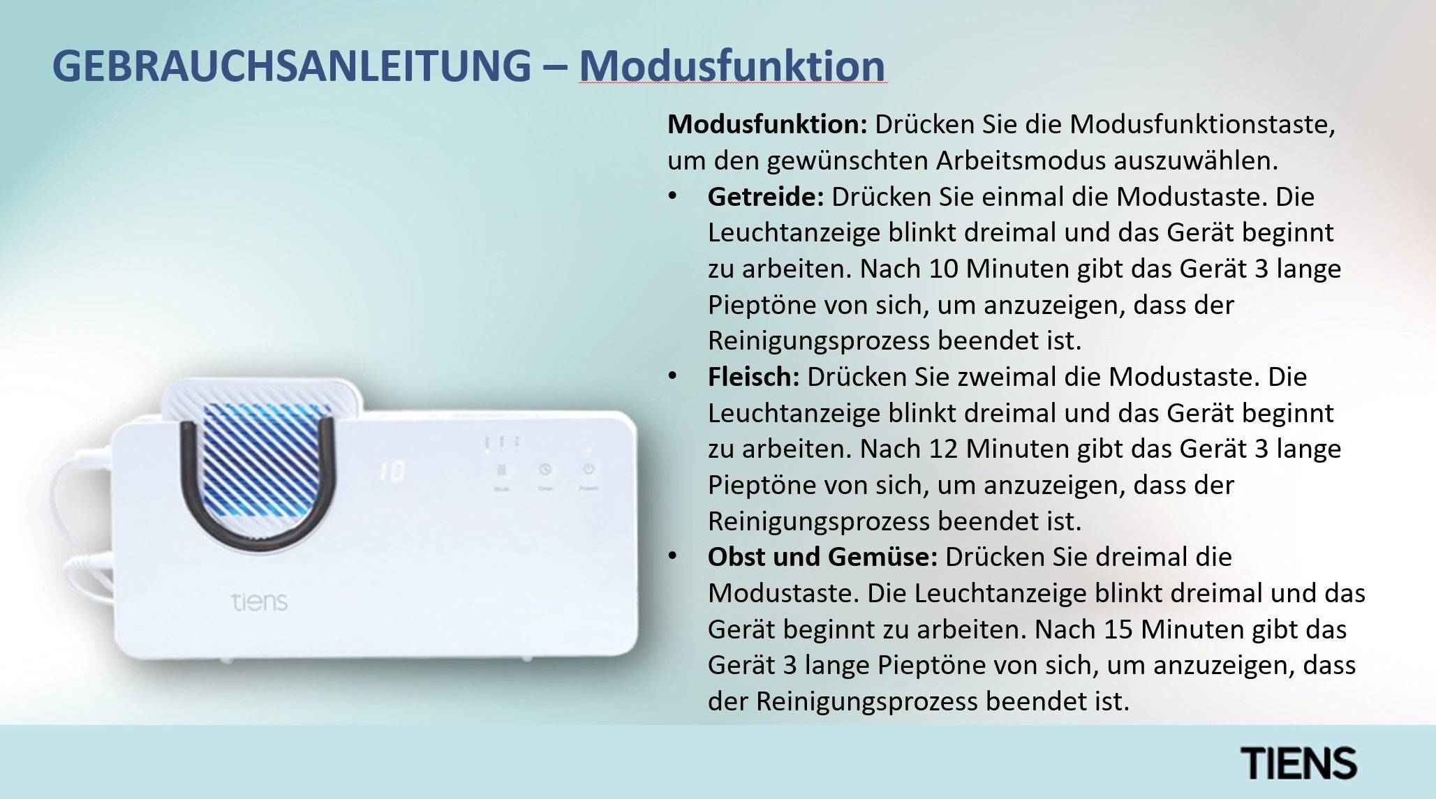 TIENS Obst Gemüse Fleisch Fisch Meeresfrüchte Getreide Müsli Reiniger TQ-D43 - gewofit