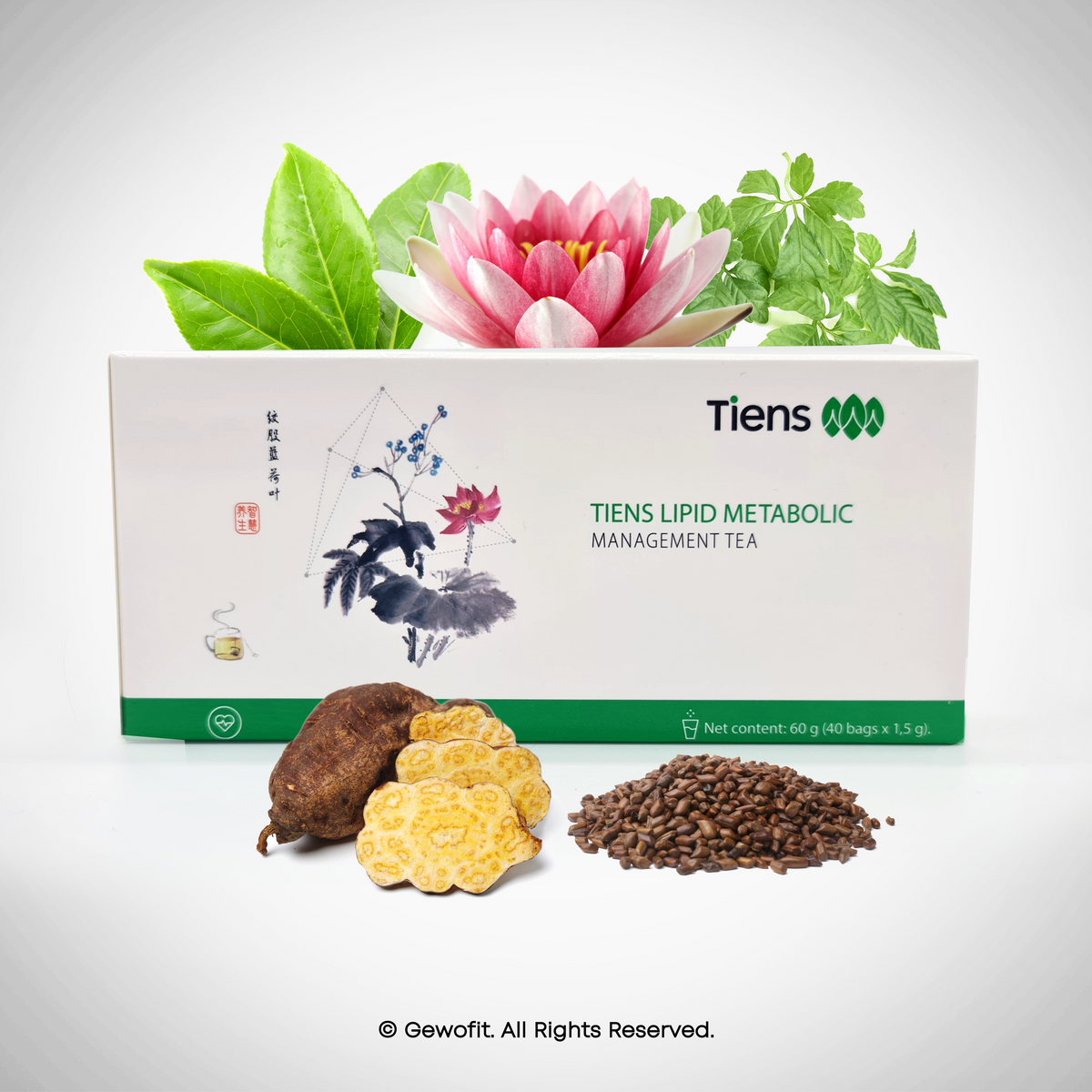 TIENS Teeähnliches Erzeugnis mit Gynostemma (Jiaogulan), Lotusblätter, Cassia-Samen, Chinesische Knöterichwurzel und sechs Sorten von grünem Tee