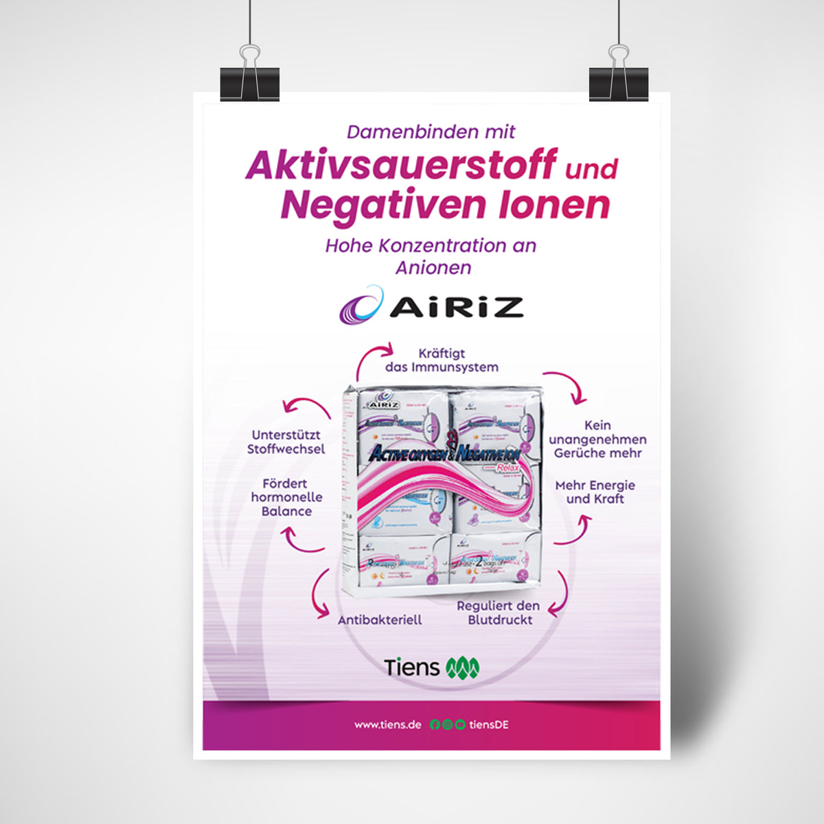 Airiz sanitary pads flyer DIN A3 (29.7 cm x 42.0 cm), printed on one side